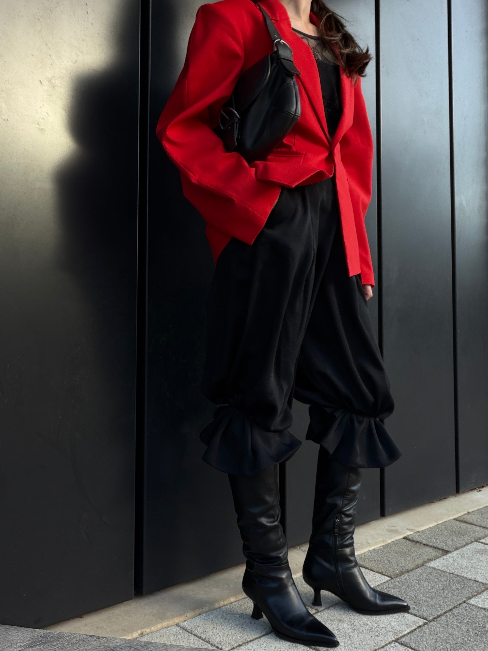 Structured Pure Wool Blazer with Statement Sleeves