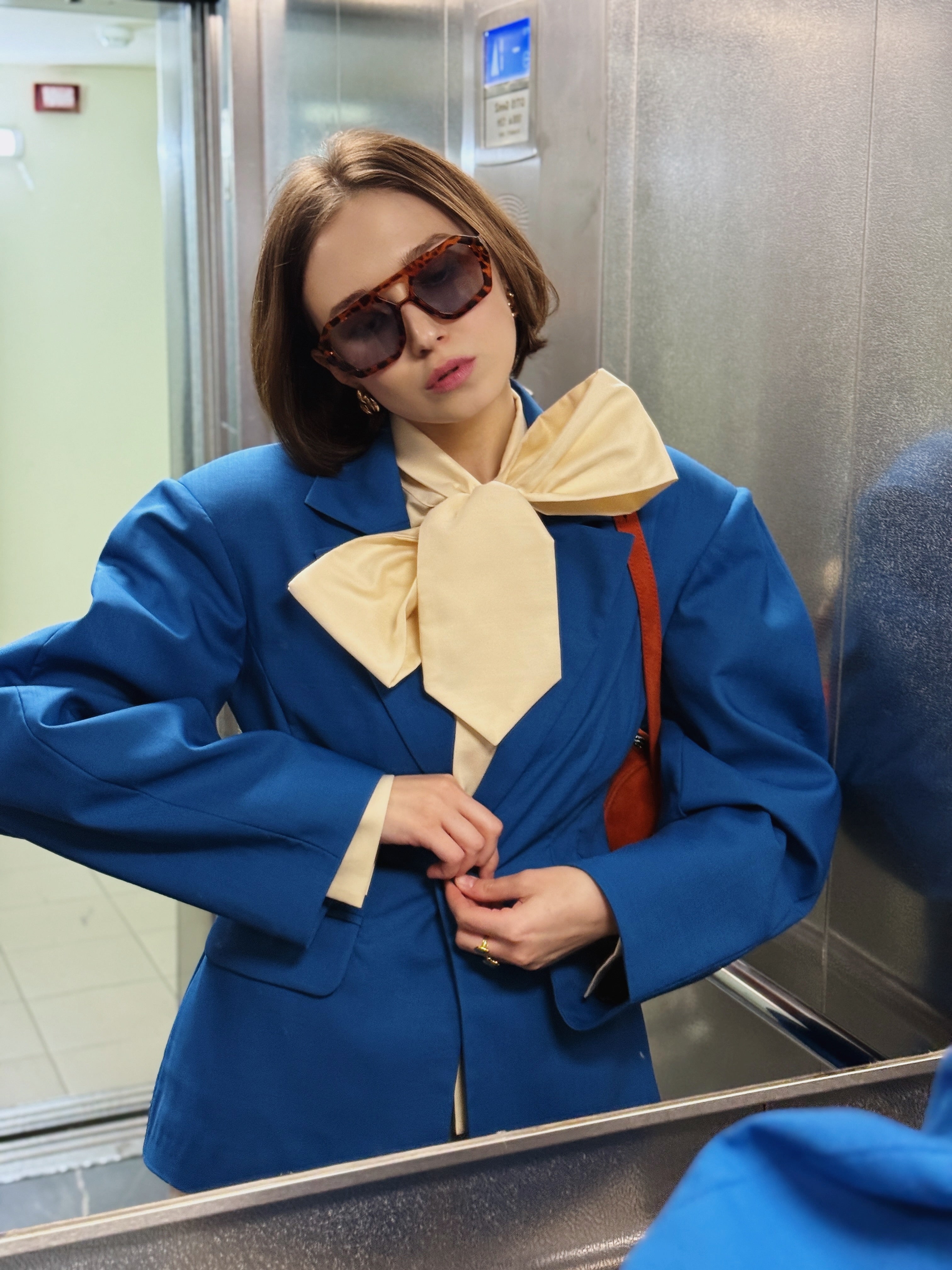 Butter Yellow Cotton Bow Blouse