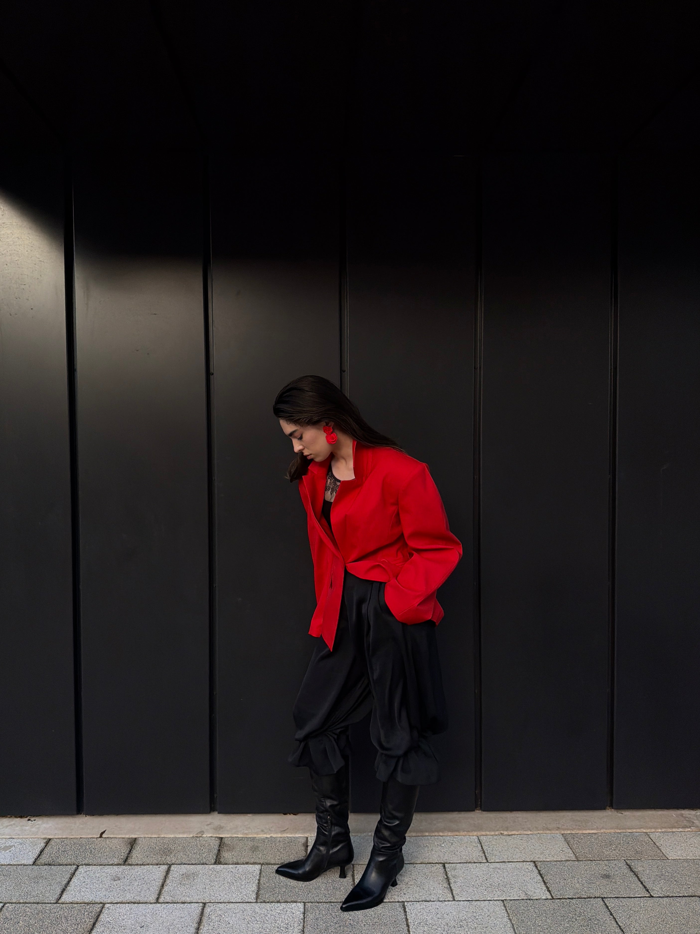 Structured Pure Wool Blazer with Statement Sleeves