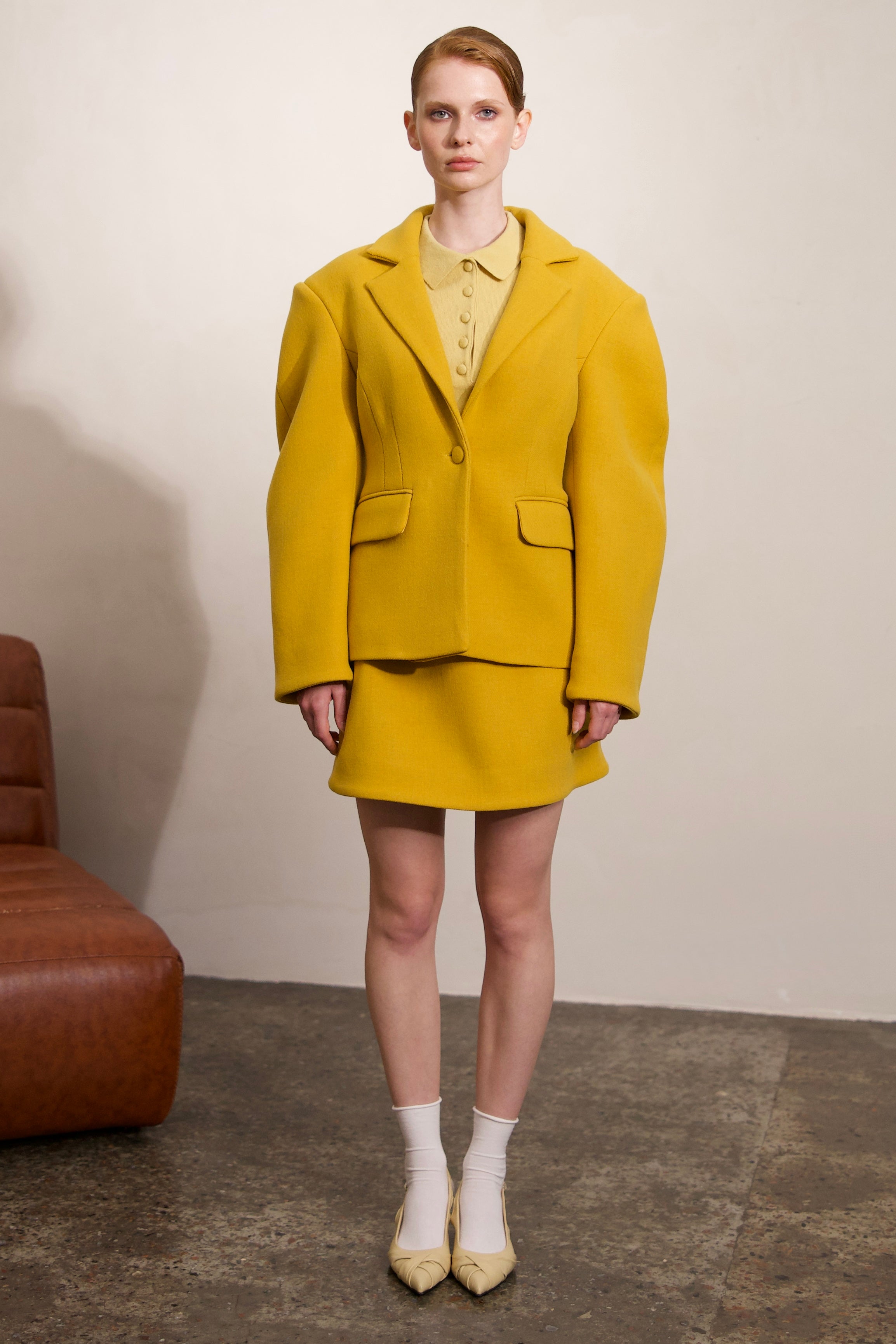 STRUCTURED WOOL COAT BLAZER WITH STATEMENT SLEEVES