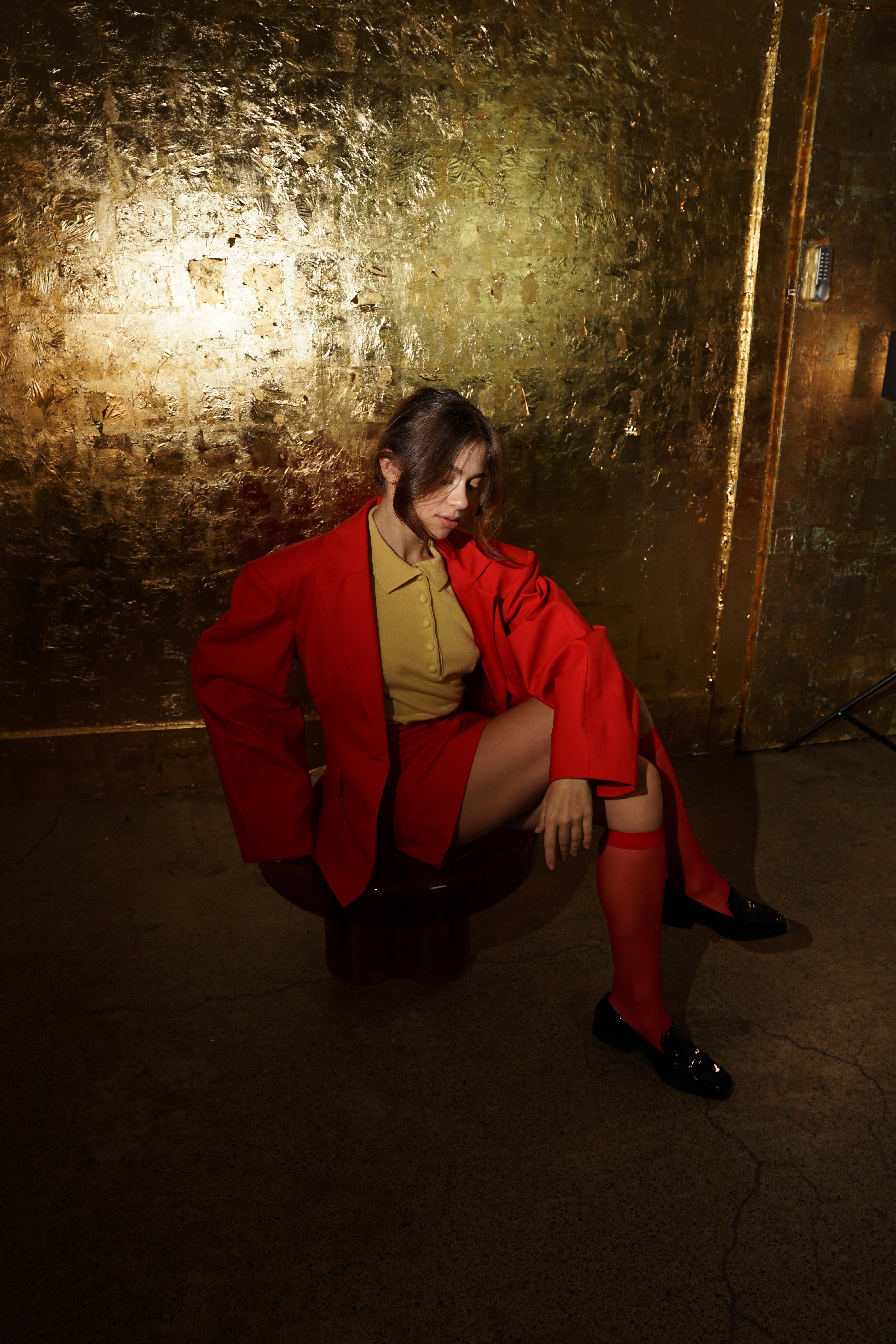 Classic Red Wool Skirt