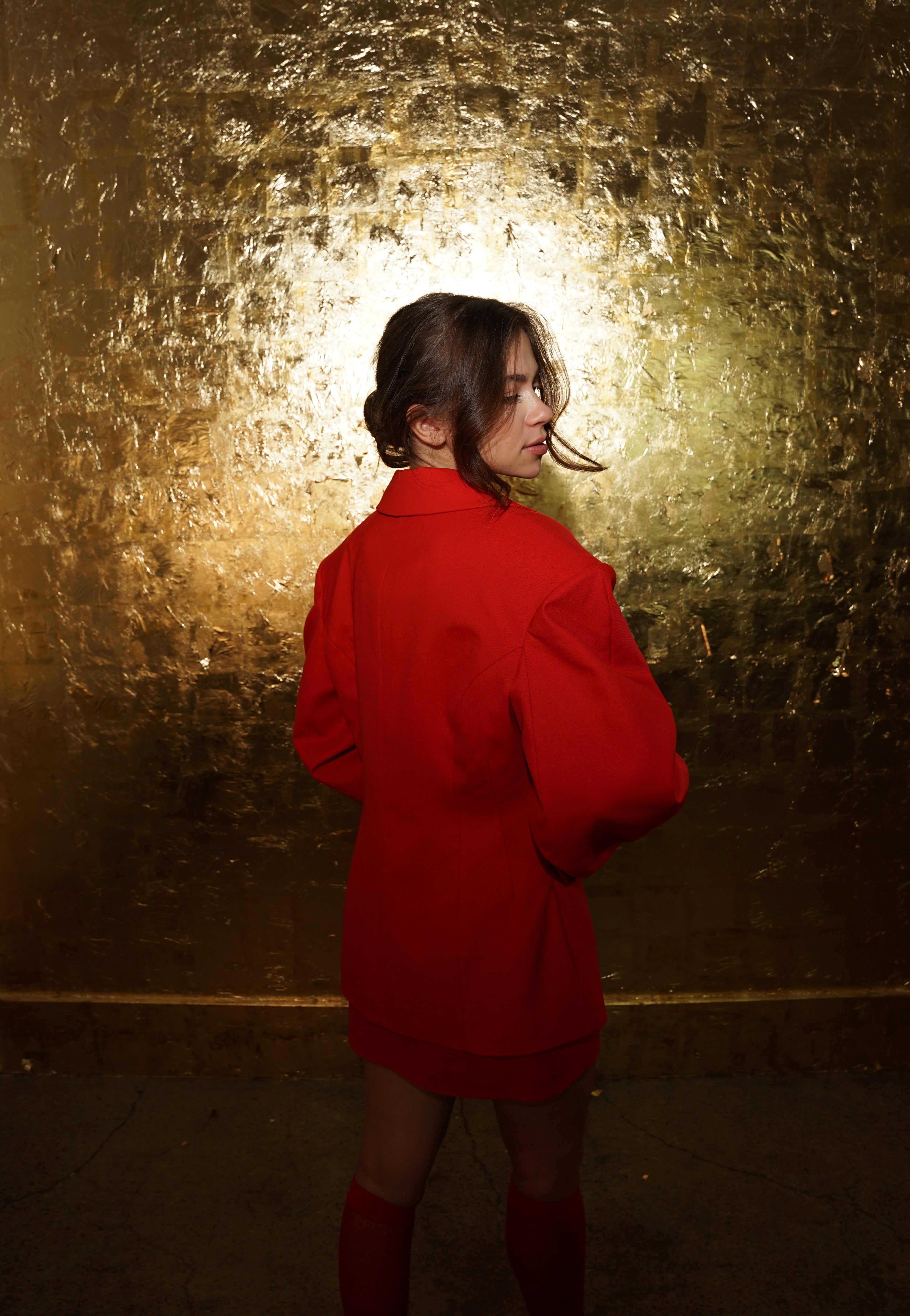 Structured Pure Wool Blazer with Statement Sleeves