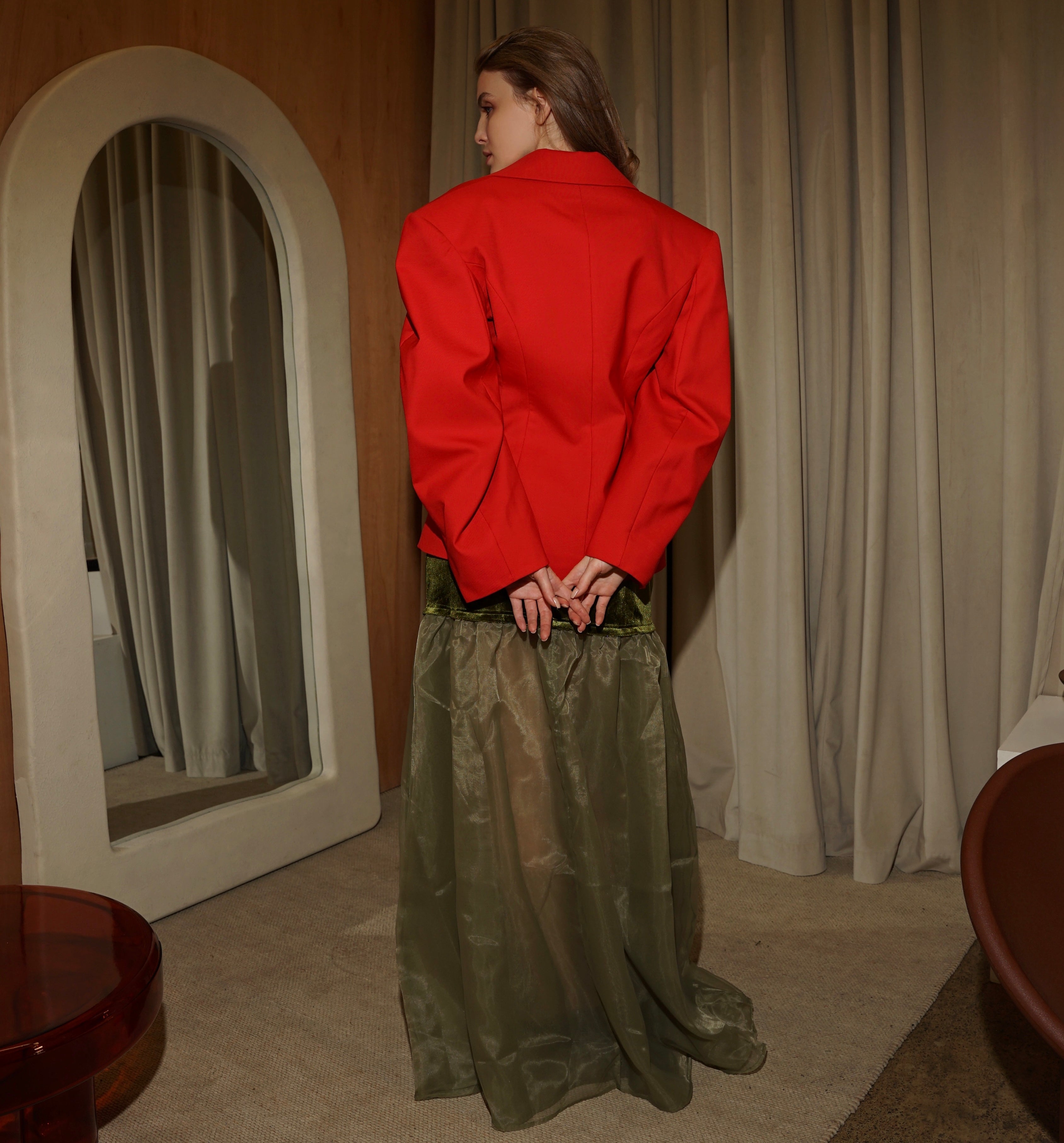 Structured Pure Wool Blazer with Statement Sleeves