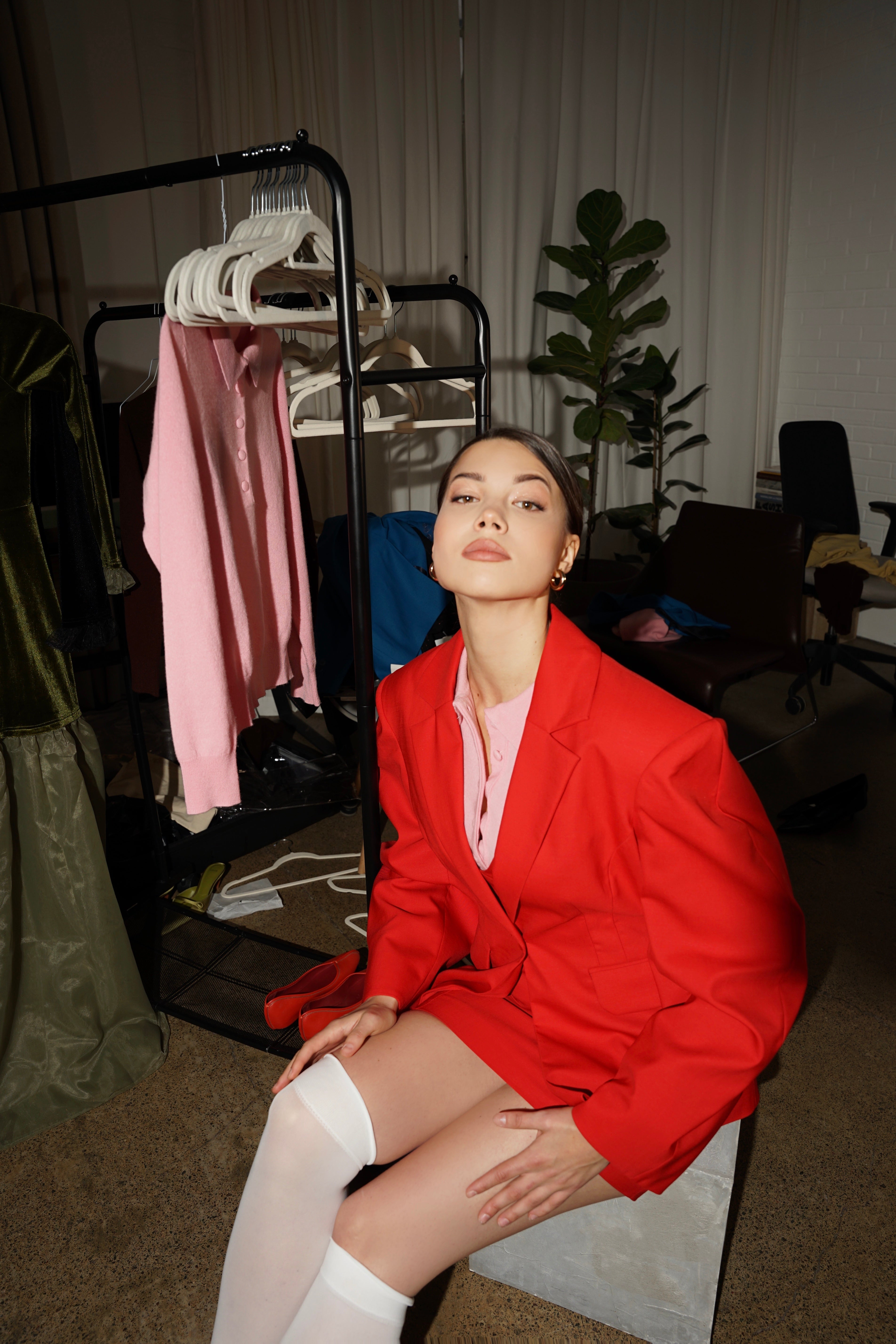 Structured Pure Wool Blazer with Statement Sleeves