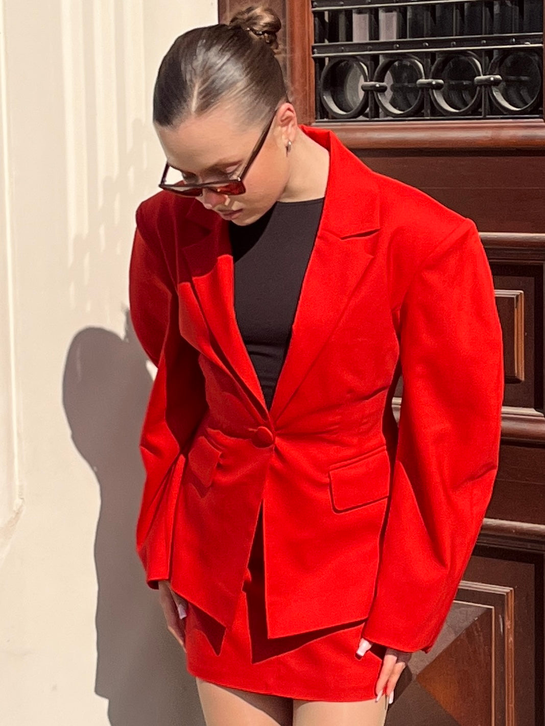 Structured Pure Wool Blazer with Statement Sleeves