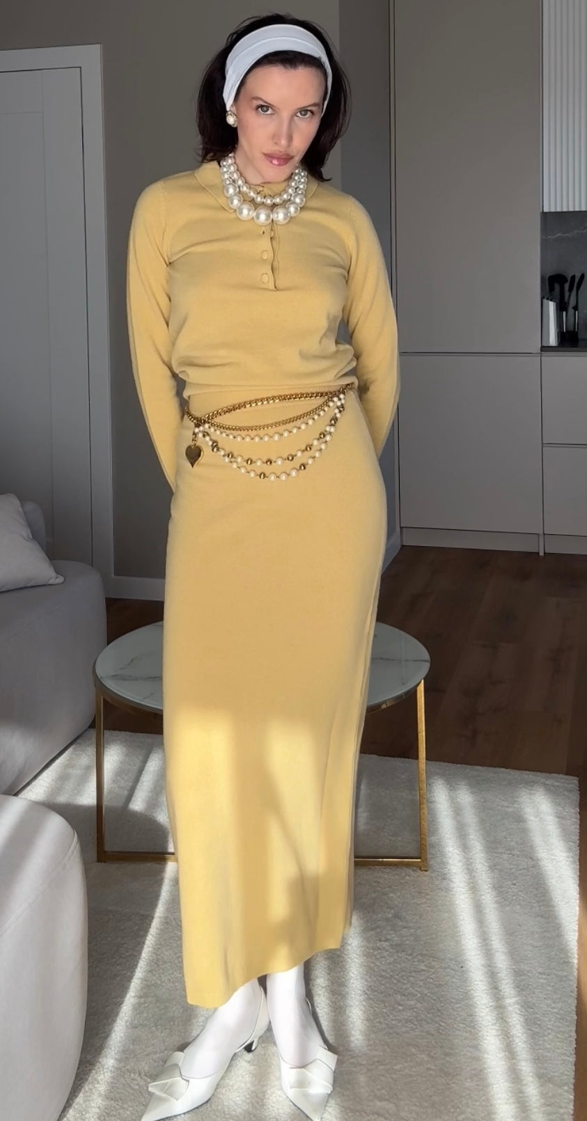 PURE MERINO WOOL SKIRT- Mustard Yellow