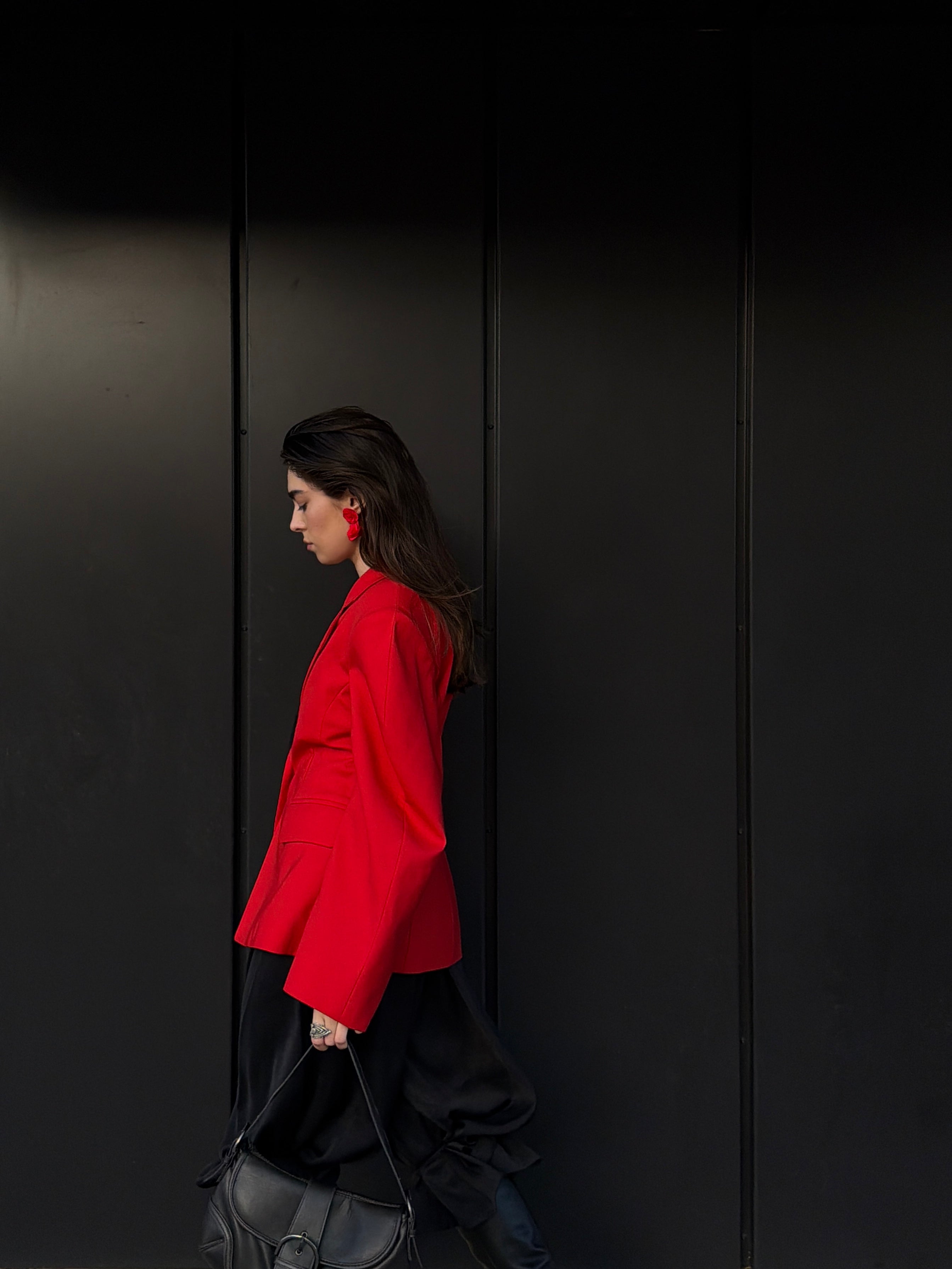 Structured Pure Wool Blazer with Statement Sleeves