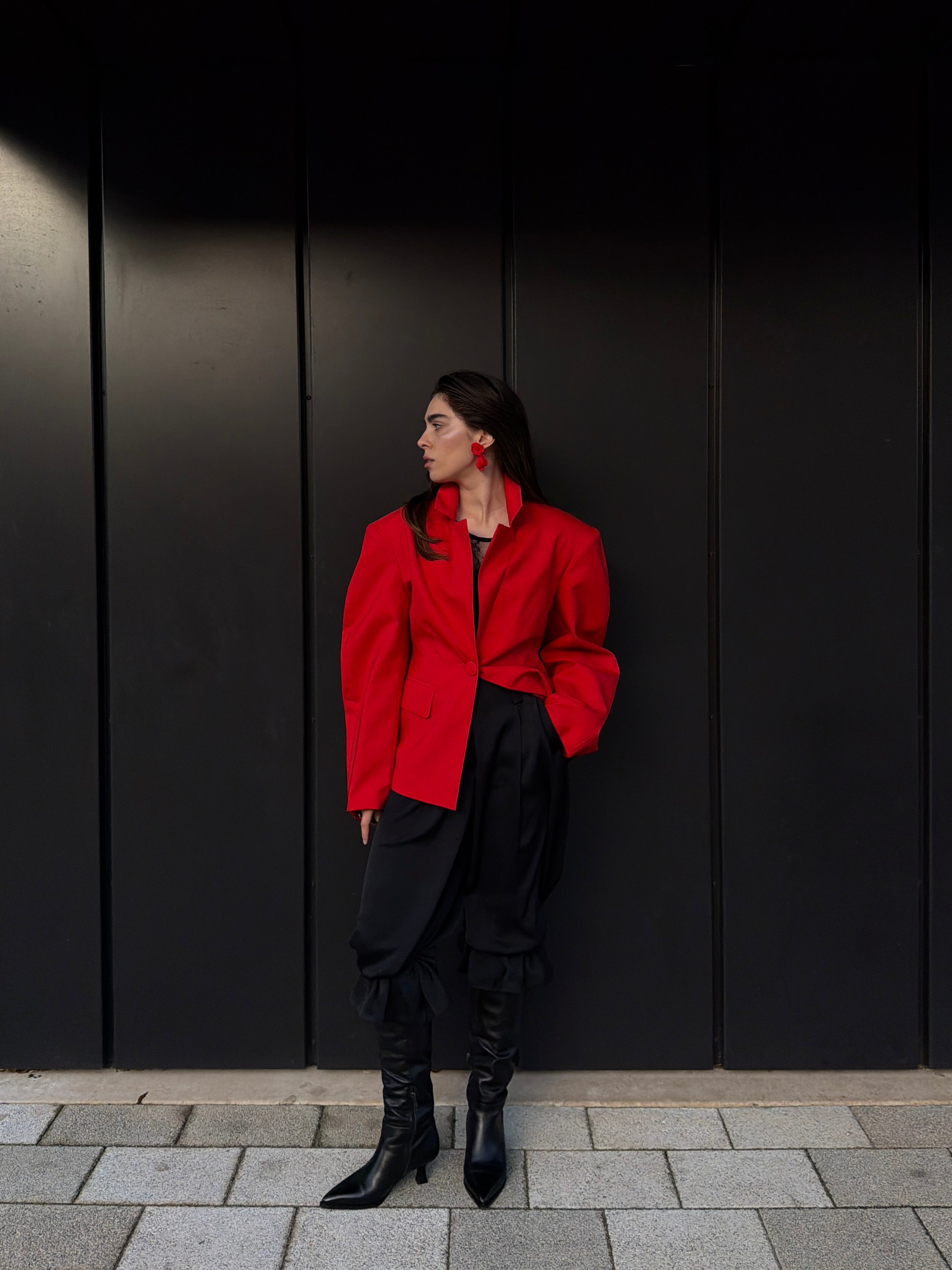 Structured Pure Wool Blazer with Statement Sleeves