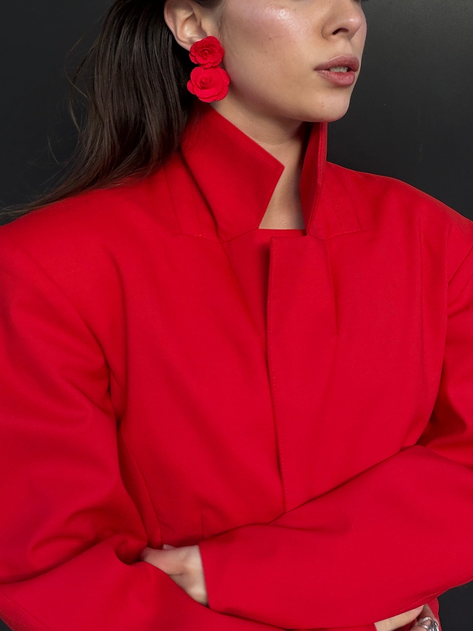 Structured Pure Wool Blazer with Statement Sleeves