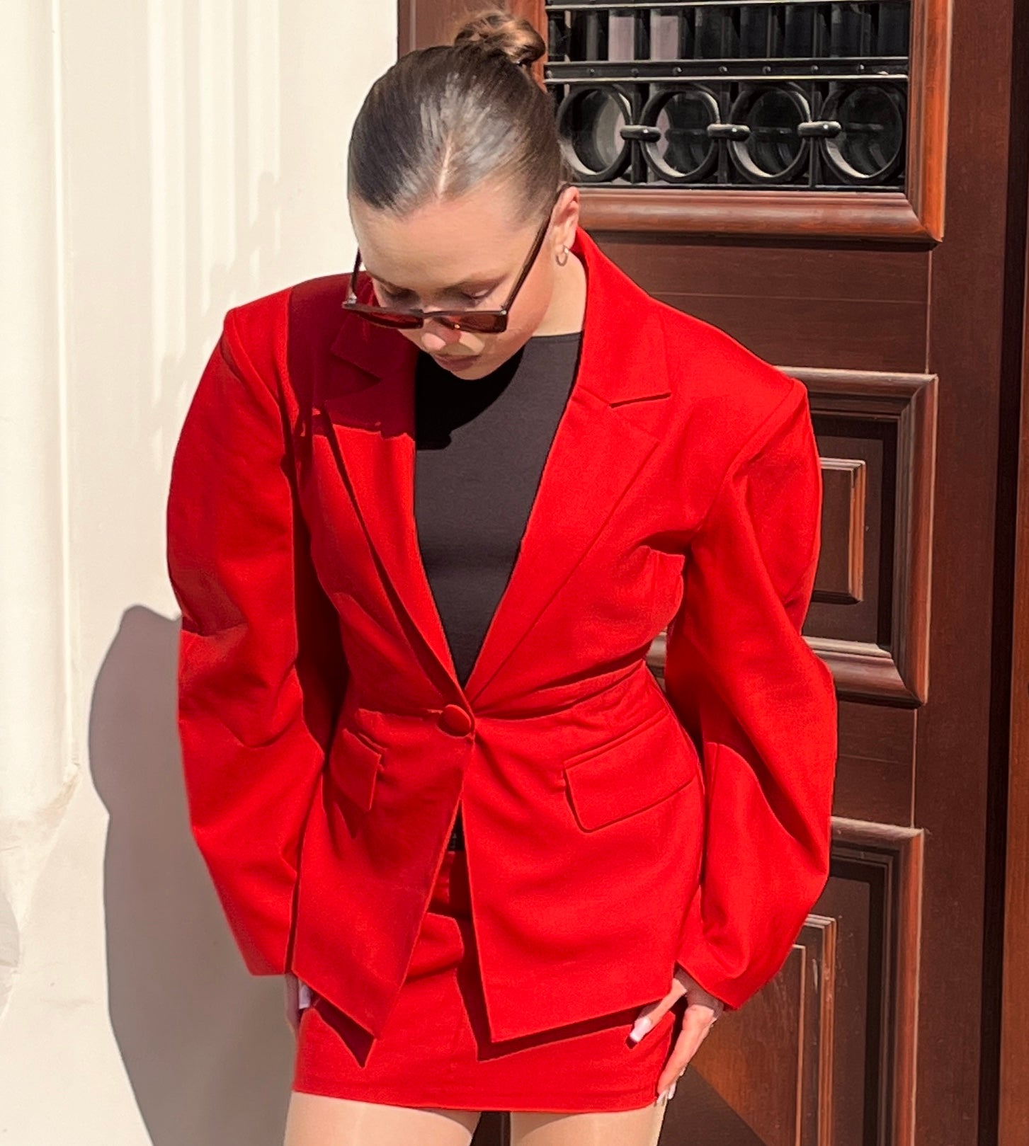Structured Pure Wool Blazer with Statement Sleeves