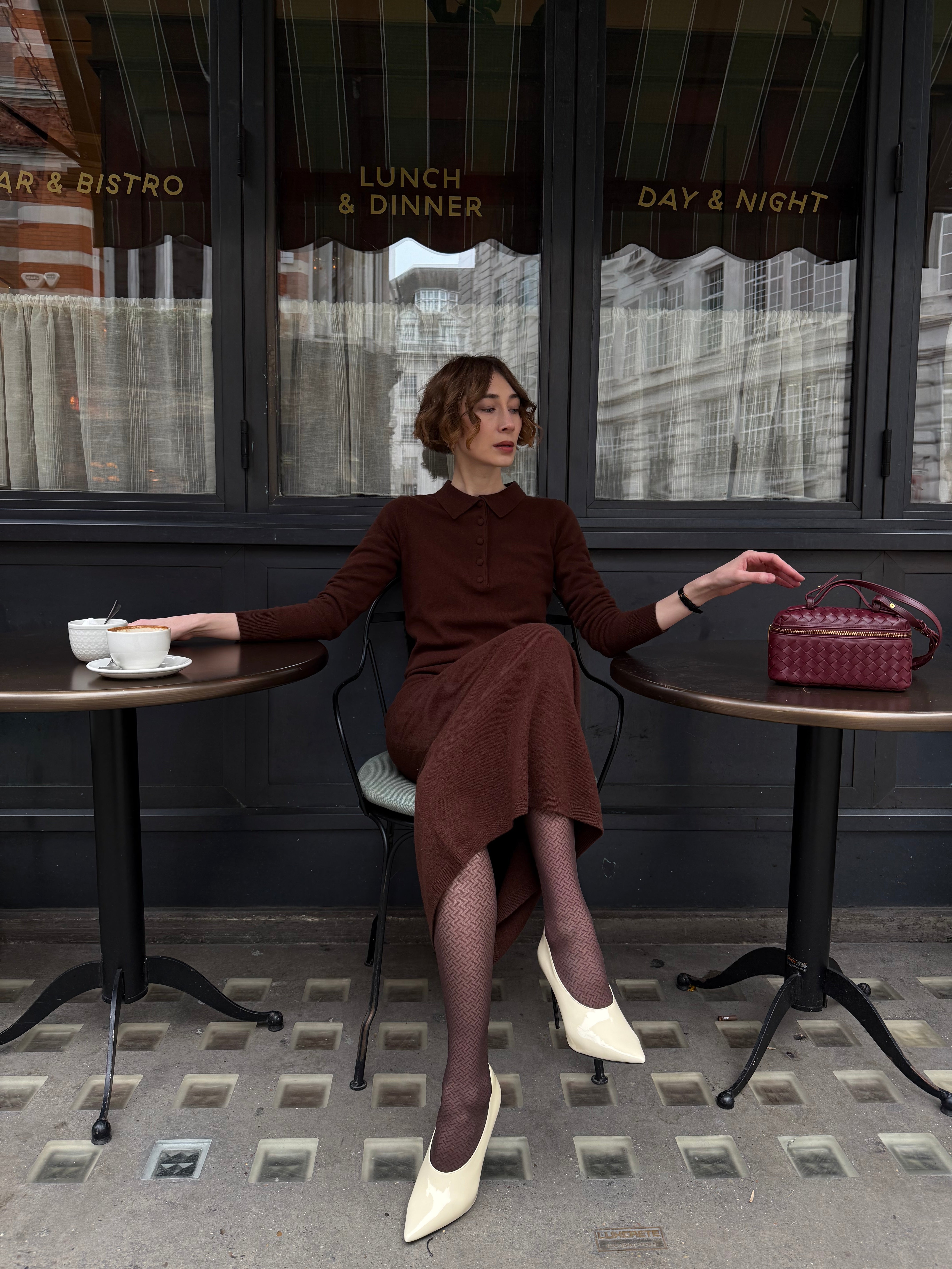 Merino Knitted Midi-Length Skirt - Deep Brown